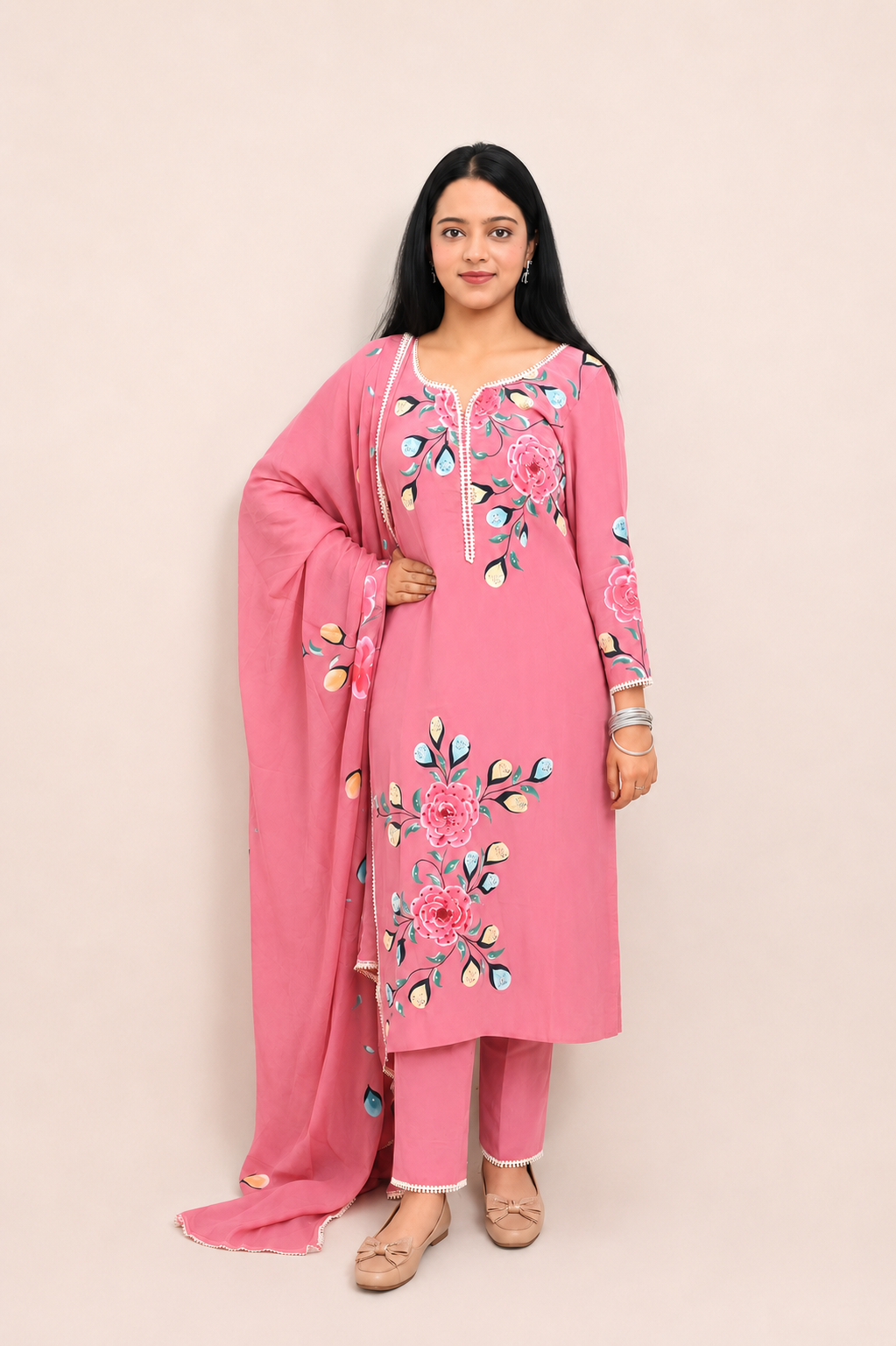 The Blooming Rose | खिला हुआ गुलाब – 3-पीस सूट सेट